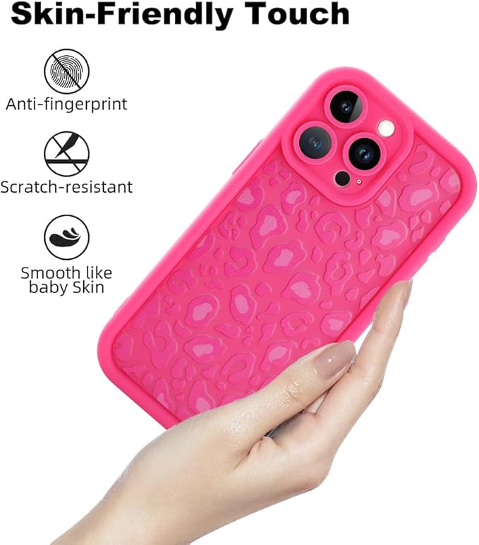 KANGHAR Case for iPhone 14 Pro Max Leopard Printed Pattern Cute Cheetah Phone Case Soft TPU Shockproof Protective Cover for iPhone 14 Pro Max 6.7 Inch Hot Pink