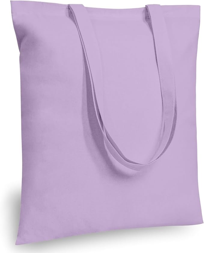 TOPDesign 6-Pack Economical 16"x15" Lavender Cotton Tote Bags, Lightweight Medium Reusable Grocery Shopping Cloth Bags, Suitable for DIY, Advertising, Promotion, Gift, Activity