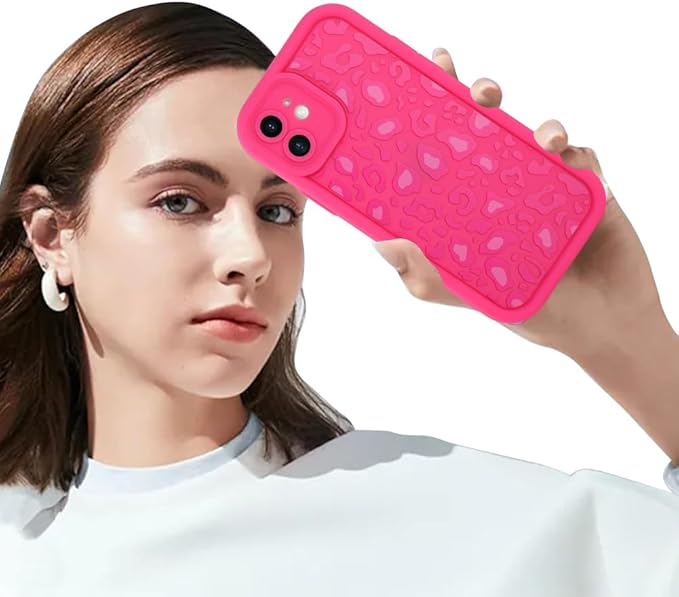 KANGHAR Case for iPhone 11 Leopard Printed Pattern Cute Cheetah Phone Case Soft TPU Shockproof Protective Cover for iPhone 11 6.1 Inch Hot Pink