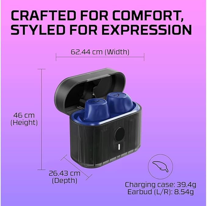 HyperX Cirro Buds Pro – True Wireless Earbuds, Active Noise Cancellation, ANC, Ambient Sound Mode, Low Latency, Bluetooth 5.2, IPX4, Fast Charge, PC, Nintendo Switch, Mobile - Blue