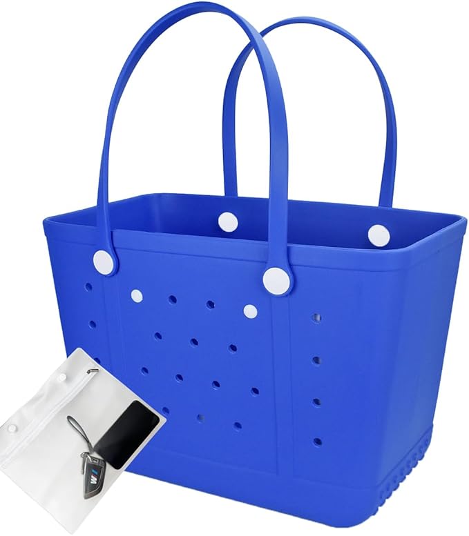 Extra Large Rubber Tote Bag Beach Bag, Washable Durable Open Beach Tote Bag, Travel Totes Bag for Pool Boat Sports