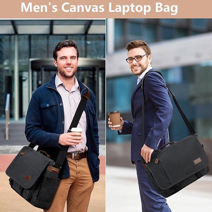 Canvas Messenger Bag for Men Waterproof Business Bags for Men Vintage Canvas Laptop Bag