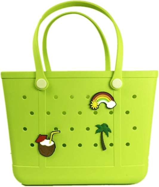 Beach Bag X Large Rubber Tote Bag, Waterproof Washable Open for Women Croc Bag Hand Bag for Beach Pool Yoga