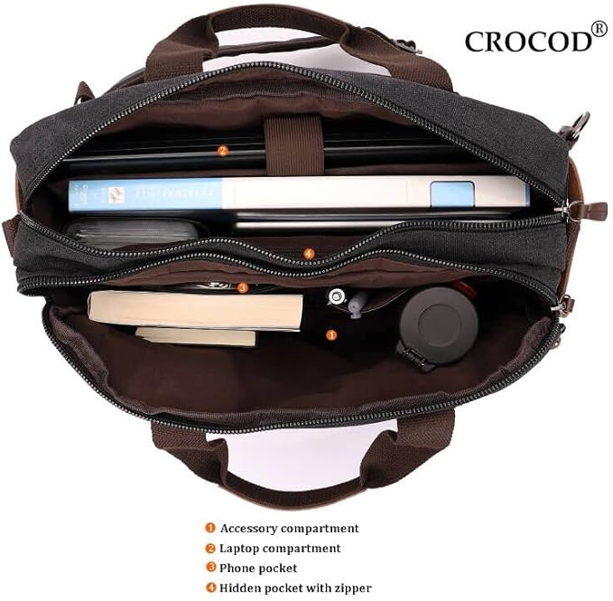 3 in 1 Convertible Laptop Backpack, 17.3 inch Messenger Bag for Men, Multi-Functional Travel Laptop Bag for College Men Women (17.3 Inch, Black)