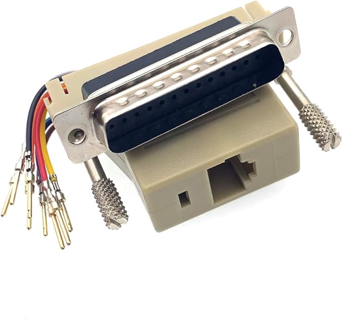 10PCS DB25 Male Ethernet Adapter, 25 Pin Serial Port Male to RJ45 Ethernet LAN Extend Modular Converter, M/F