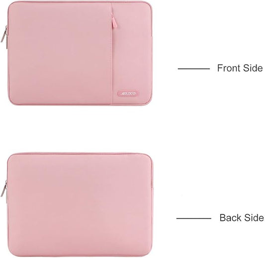 MOSISO Laptop Case 13.3 inch, 13-13.3 inch Laptop Sleeve Compatible with MacBook Air/Pro 13 / Pro 14, HP Dell ASUS Lenovo Notebook, Polyester Vertical Computer Sleeve Bag with Pocket, Pink