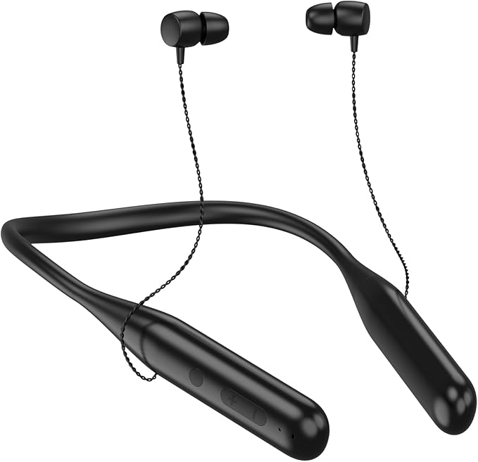 ZXQ Neckband Bluetooth Headphones,100 Hours Long Playtime Wireless Earphone, Around The Neck Wireless Earbuds,Waterproof Sweatproof for Sport Over Neck Magnetic Ear Buds Headset(Black)
