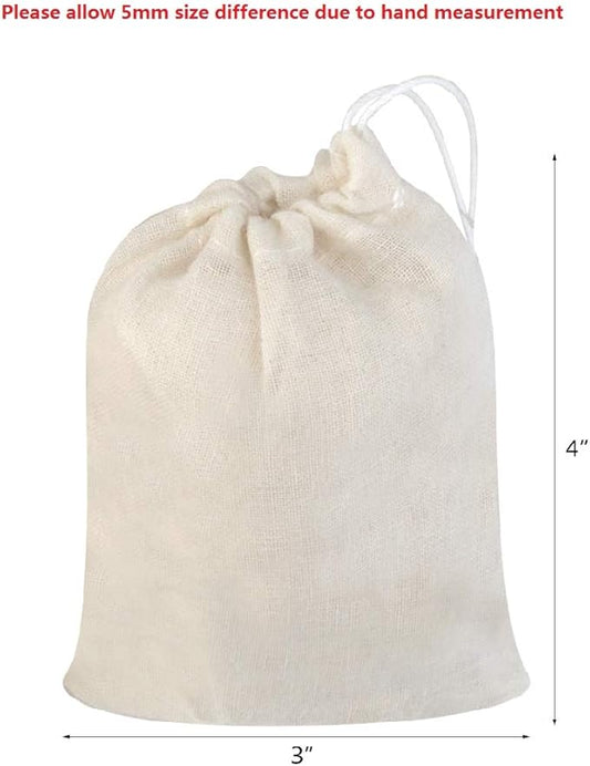 Tayfremn Cotton Drawstring Bags, Reusable Muslin Bag Natural Cotton Bags with Drawstring Produce Bag Bulk Gift Bag Jewelry Pouch for Party Wedding Home Storage, Natural Color (3 by 4 Inches)