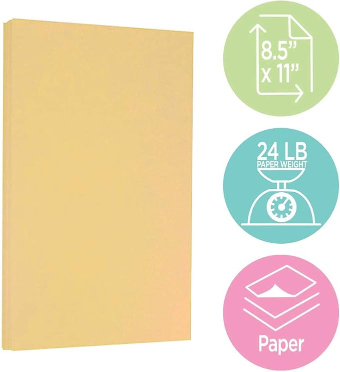 JAM PAPER Parchment 24lb Paper - 90 gsm - 8.5 x 11 - Antique Gold Recycled - 50 Sheets/Pack