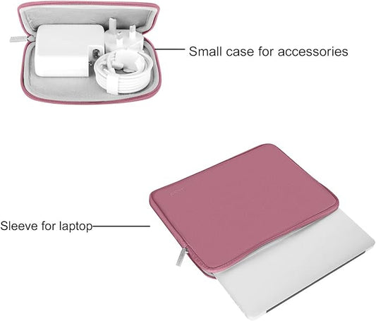 MOSISO Laptop Case 15 inch, 15 inch Laptop Sleeve Bag Compatible with MacBook Air 15 M4 A3241 M3 A3114 M2 A2941 2025 2024 2023, Dell XPS 15, Neoprene Computer Sleeve Bag with Small Case, Dusty Rose