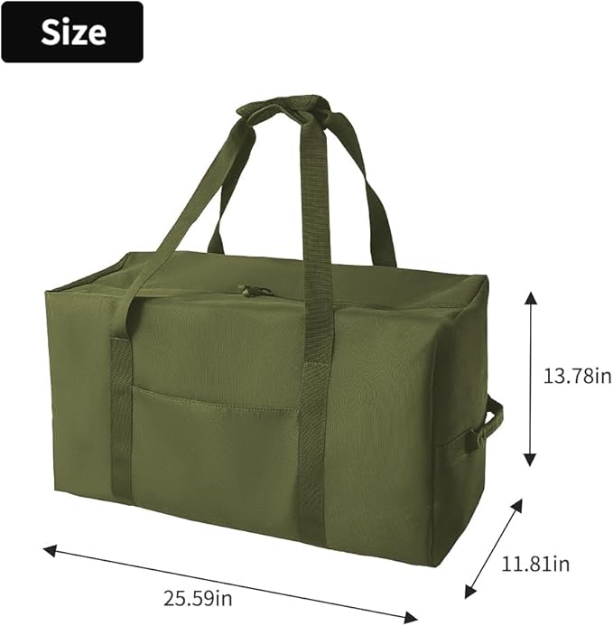 Large Military Duffle Bag Tactical Gear Load Out Bag Camping Storage Utility Tote Deployment Cargo Bag Travel Sports Equipment Duffel Luggage Bag with (Army Green, Medium 25.59"x11.81"x13.78")