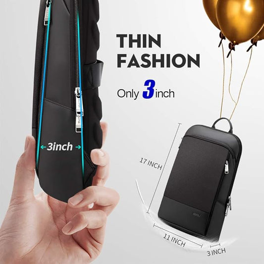 BOPai 15 inch Super Slim Laptop Backpack Men Anti Theft Waterproof Backpack Light Smart Business Computer Backpack Casual Daypack Black