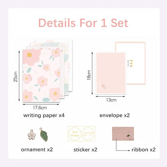 72 Pcs Stationery Paper Envelopes Set Includes 24 Floral Lined Writing Paper & 12 Envelopes, Cute Lovely Letter Writing Stationery Paper Envelopes Kit for Girls Boys Office School Supplies (6Style)