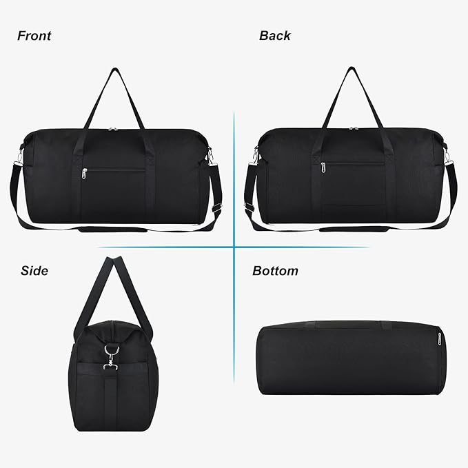 For Spirit Airlines Personal Item Bag 18x14x8, Foldable Small Travel Duffel Bags Gym Duffle Weekender Overnight Carry on Luggage Bag with Wet Pocket & Shoe Compartment for Women Men(Black, 30L)