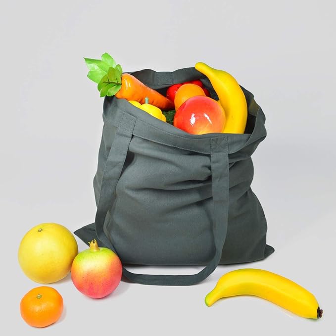 NPBAG 25 Pack 15'' X 16'' Grey Cotton Tote Bags, Lightweight Blank Bulk Cloth bags with 1pc of PTFE Teflon Sheet