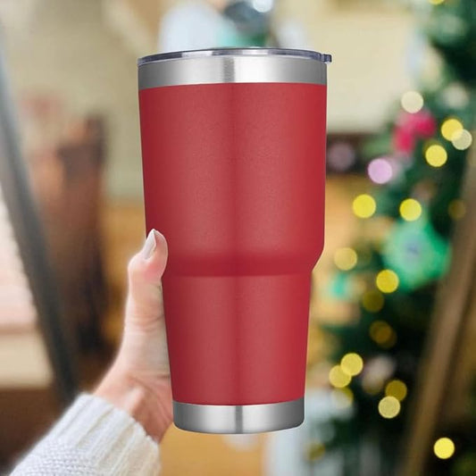 DOMICARE 30oz Tumbler Bulk with Lid and Straw, Double Wall Travel Coffee Mug, Insulated Vacuum Stainless Steel Tumblers, Powder Coated Tumbler Cup (Red, 8)