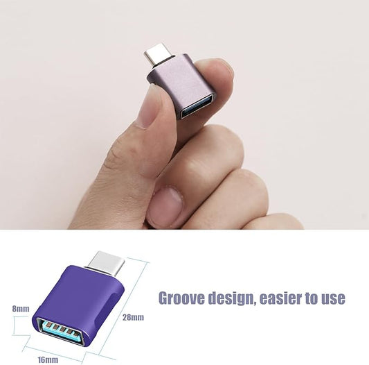 10 Pack Up to 10Gbps/120W Usbc to USB Adapter,USA to USB-c adopters,U sb to USB C Connector,Type C Male to a Female Adapter for Charger,Phone 15/16, PC, Laptop, Tablet, Keyboard etc, Purple