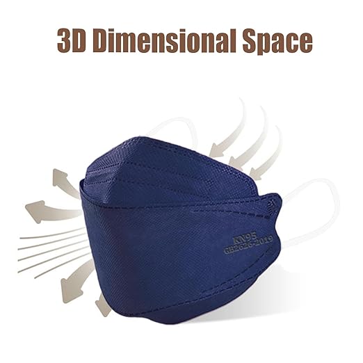 akgk KN95 Face Masks 50 Pack, 5-Ply Disposable Navy Blue Face Mask Against PM 2.5 Smoke and Dust