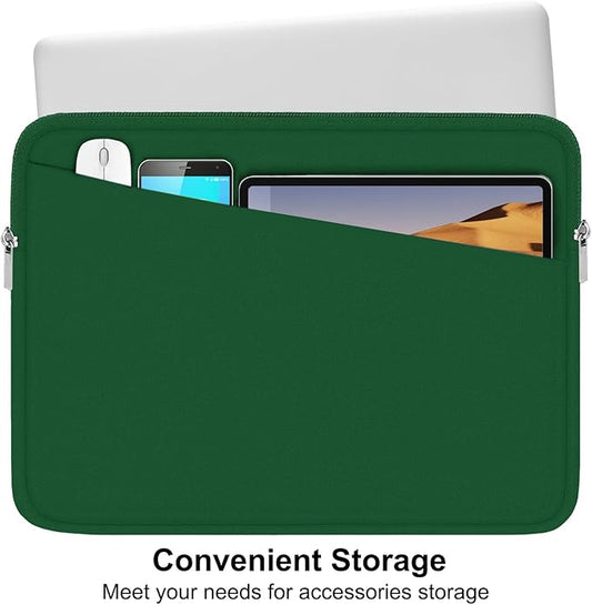 Laptop Sleeve 15.6 inch, Computer Carrying Bag Protective Case Handbag with Front Pocket, Slim Laptop Cover for 15-16 Inch HP, Dell, Lenovo, Asus, Dark Green