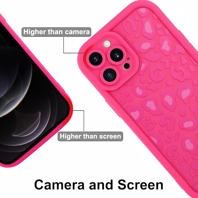 KANGHAR Case for iPhone 12 Pro Leopard Printed Pattern Cute Cheetah Phone Case Soft TPU Shockproof Protective Cover for iPhone 12 Pro 6.1 Inch Hot Pink