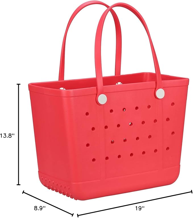 Extra Large Rubber Tote Bag Beach Bag, Washable Durable Open Beach Tote Bag, Travel Totes Bag for Pool Boat Sports