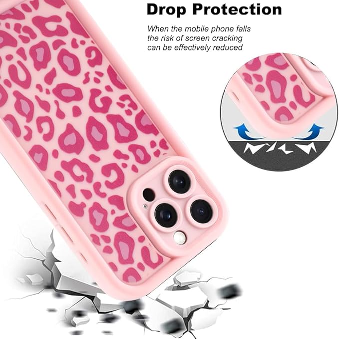 KANGHAR Case for iPhone 15 Pro Max Leopard Printed Pattern Cute Cheetah Phone Case Soft TPU Shockproof Protective Cover for iPhone 15 Pro Max 6.7 Inch Pink