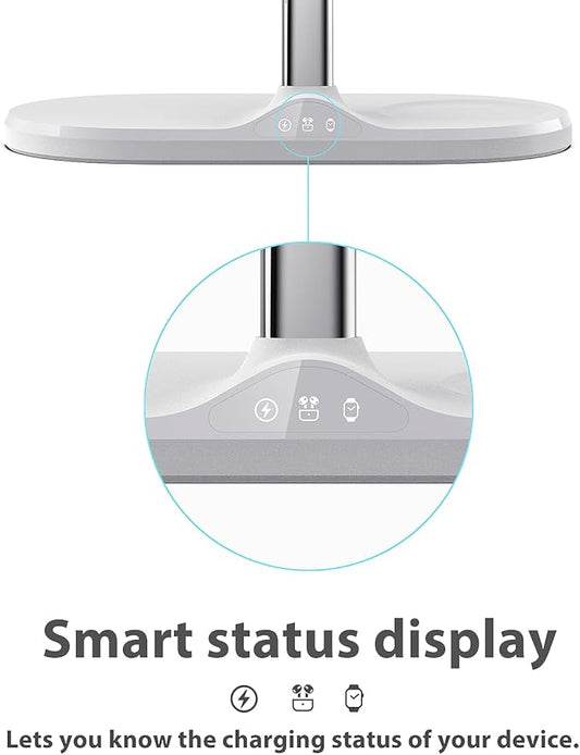 3-in-1 Wireless Charging Station for Apple Devices - Fast Charging Station for iPhone and Watch with MagSafe, Stable Charger Stand for iPhone 12-15 & iPhone 16 & iWatch & AirPods, Adapter Not Included