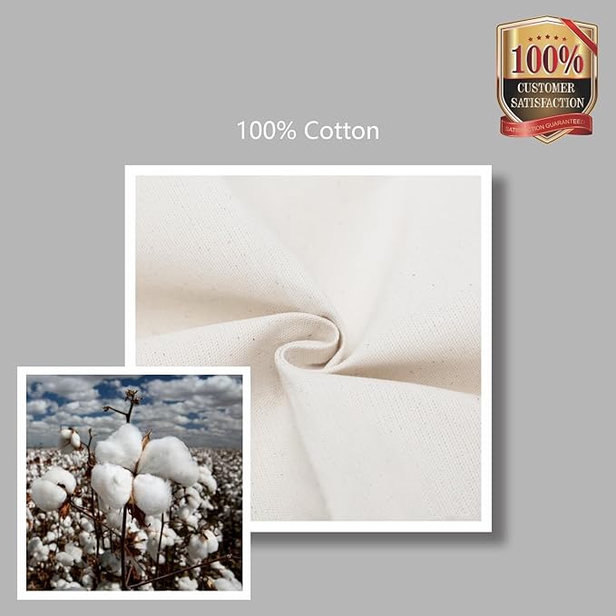 TOPDesign 6-Pack Canvas Tote Bags with an External Pocket, Reusable Grocery Shopping Bags, Top Zipper Closure, Daily Essentials (Natural)