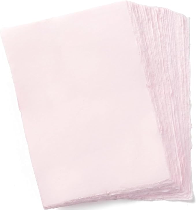 Wanderings Pink A4 Handmade Paper with Deckled Edge - 8.3" x 11.7", 150 GSM, 50 Sheets Textured Paper - Perfect for Light Watercolor, Drawing, Writing, Printing & Mixed Media