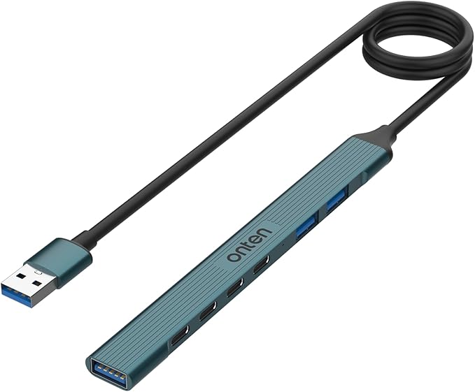 USB-C to USB Adapter & Hub with 7 ports, USB 3.0/2.0, for MacBook Pro and iMac 2021, USB-A Splitter