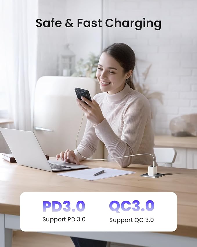 30W USB C Charger Block, Compact Wall Charger with GaN III Tech, PD3.0 PPS QC4.0 Fast Foldable Charger for iPhone 16 15, Galaxy, Pixel, iPad, AirPods,MacBook Air, ETL Certified