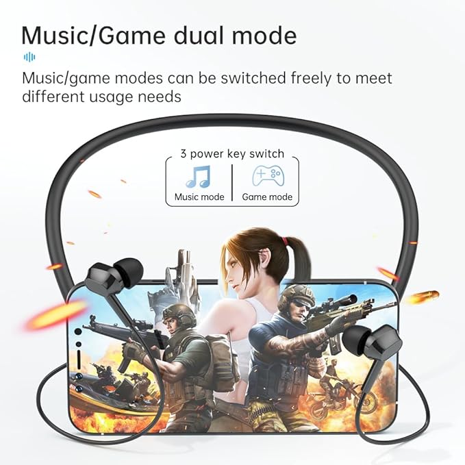 in-Ear Wireless Earbuds 25 Hours Working Neckband Bluetooth 6.0 Headphones Fast Charging ENC Neckband Magnetic Ultra-Lightweight Comfort Sports Music Game Dual Mode Neckband Headphones
