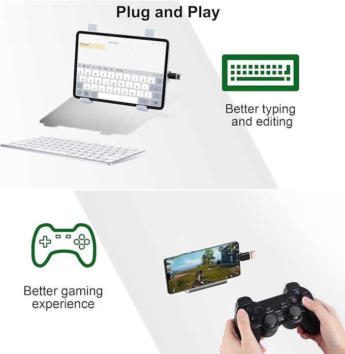 USBC to USB Adapter 6 Pack,USB-C to USB-A Adapter,Type C Male USBA Female OTG Adaptor,USB C Converter for iPhone 16 15,MacBook Pro,iPad,Samsung S24 S23 S22,Black