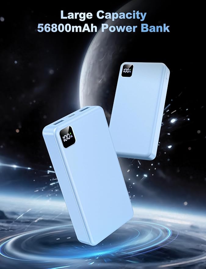 Portable Charger Power Bank 56800mAh Battery Pack-22.5W Fast Charging with USB C & LED Display, 3 Outputs High Capacity Portable Power Bank for iPhone 16/15/14/13 Series, Samsung, iPad etc