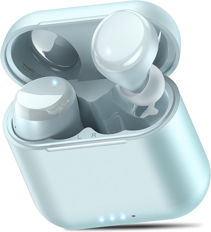 TOZO T6 Wireless Earbuds, IPX8 Waterproof Ear Buds, Stereo Bass Sound Bluetooth 5.3 Headphones in Ear, 50 Hours Playtime Earphones, Wireless Charging Case, Custom 32 EQ via APP