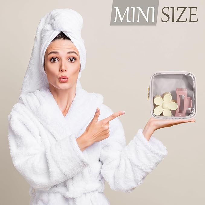 Kacctyen 12 Pcs Mini Makeup Bag Nylon Small Pouch for Purse Mini Square Nylon Pouch with Zipper Small Cosmetic Travel Makeup Bag Purse Organizer for Women(Morandi Color,Translucent)