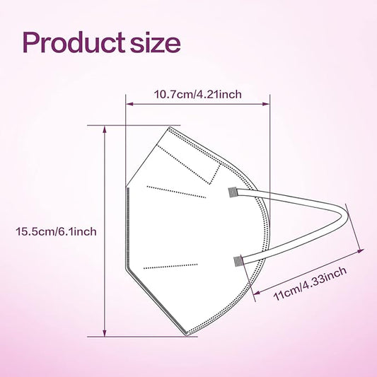 Miuphro KN95 Face Mask 50 Pack, Disposable Respirator Masks, 5 Layer Design Safety Mask for Protection, Ideal for Men and Women (White)