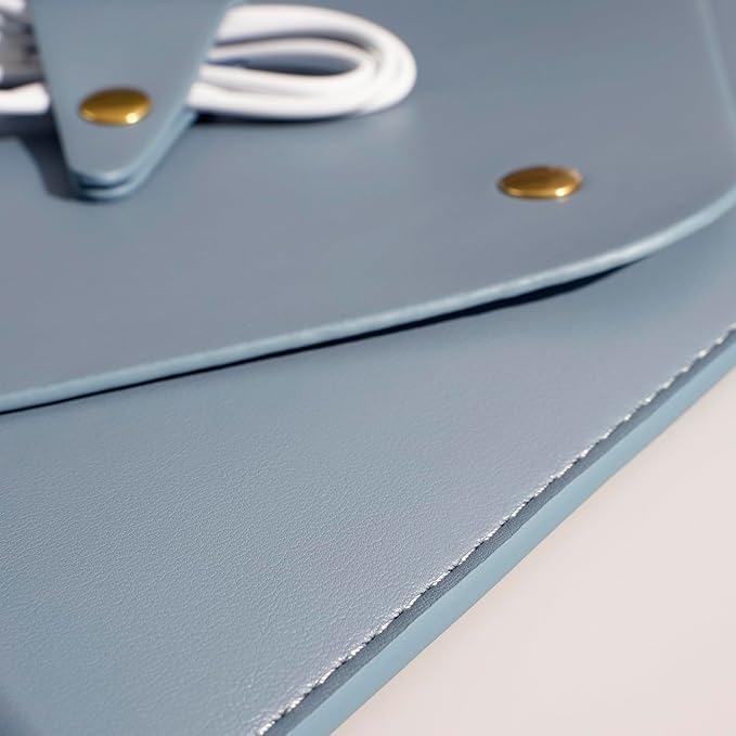 PU Leather Laptop Sleeve 16 Inch Compatible with New MacBook Pro 16 A2991 A2780, MacBook Pro 15, Surface Book 15, Dell XPS 15 with Small Pouch, Mouse Pad and Cord Organizer Color Blue