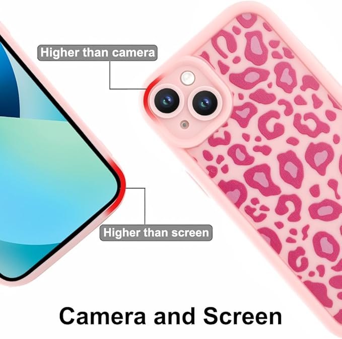 KANGHAR Case for iPhone 13 Leopard Printed Pattern Cute Cheetah Phone Case Soft TPU Shockproof Protective Cover for iPhone 13 6.1 Inch Pink