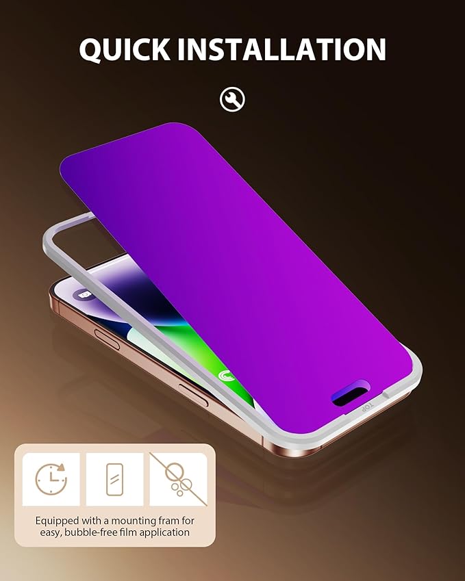 Compatible for iPhone 17 Pro Max Privacy Screen Protector 6.9 Inch, Purple Gradient Anti Spy Anti Blue Light HD Tempered Glass Easy Installation