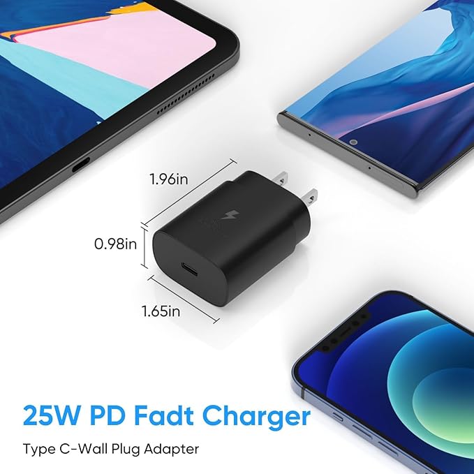 Super Fast Charger Type C, 25W USB C Wall Charger Fast Charging for Samsung Galaxy S24 Ultra/S24/S24+ /S23 Ultra/S23 /S22 Ultra/S22/S21 Ultra/S20 /Note 10 20 with 6.6ft Type C Charger Cord