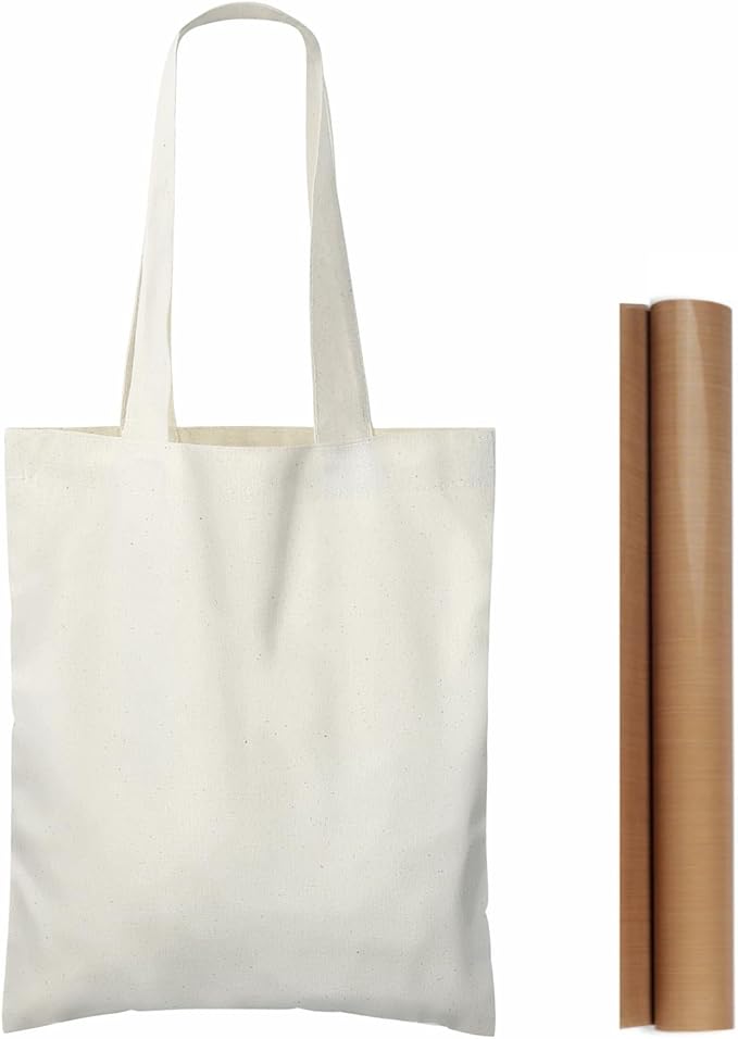 NPBAG 25 Pack 8.2'' X 10'' Mini Natural Cotton Tote Bags, Small Lightweight Blank Bulk Cloth Bags with 1pc of PTFE Teflon Sheet - Perfect for Parties Holidays