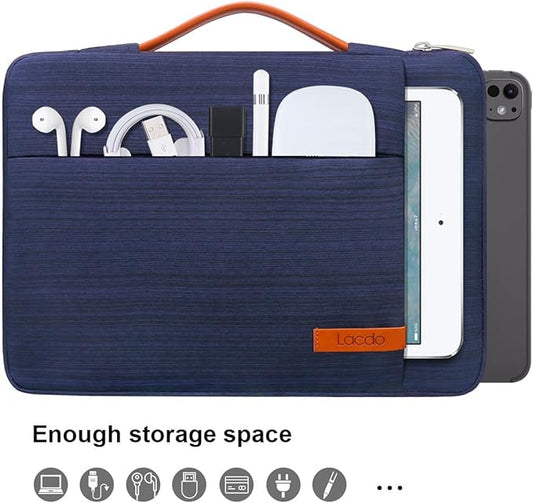 Lacdo 360° Protective Tablet Sleeve Case for 13 inch New iPad Air M3 M2 2025-2024, 13-inch New iPad Pro M4 2024, 12.9" iPad Pro 6 5 4 3 with Magic Keyboard Folio, Water-Resistant Tablet Case Bag, Blue