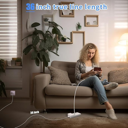 Charging Station - 10-Port USB Charging Hub, Smart Multi-Port Charger, 36-Inch Extension Cable, Compatible with Various Devices, Phones, Cameras, Bluetooth Headsets, Tablets, etc. (1 Piece)