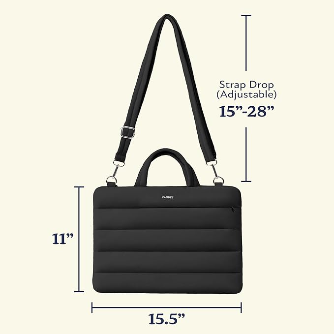 Vandel 15-16 inch Laptop Carrying Case Sleeve with Strap, Shoulder Bag with Handle, 16 in Laptop Bag for Women, MacBook Air 15 Inch Carrying Case, MacBook Pro 16, 15.6 in HP, Dell Lap top Messenger