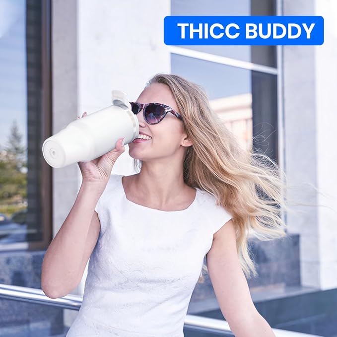 Frost Buddy Thicc Buddy - 40 oz Stainless Steel Vacuum Insulated Tumbler with Lid and Straw for Water - Travel Mug Cupholder Friendly - Gifts for Women Men Him Her (Merica)