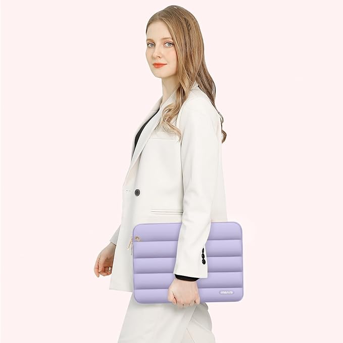 MOSISO 15-15.6 inch Laptop Case, 16 inch Puffy Laptop Sleeve Compatible with MacBook Pro 16, HP Dell ASUS Acer Toshiba Lenovo Notebook Computer, Polyester Horizontal Bag with Small Case, Purple