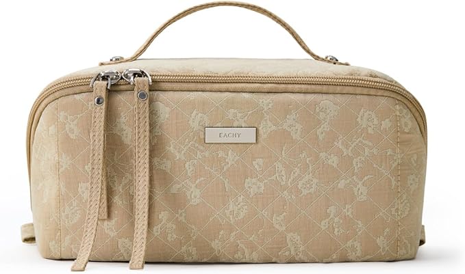 EACHY Travel Makeup Bag,Large Capacity Cosmetic Bags for Women,Waterproof Portable Pouch Open Flat Toiletry Bag Pattern Makeup Bag