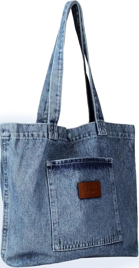 Denim Tote Bag for Women-Shoulder Handbag Perfect for Work Shopping,Hobo Bag