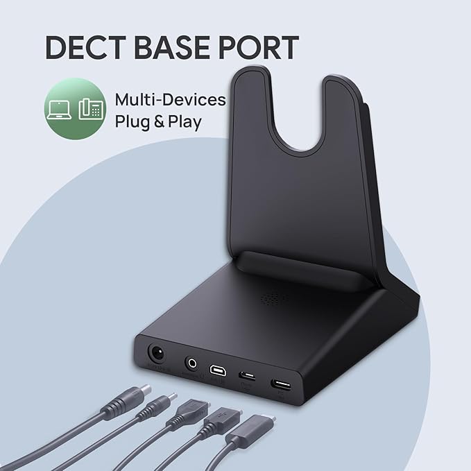 Yealink WH64 Mono Teams Wireless Headset, DECT & Bluetooth Dual-Mode 606 ft Range Headphones with 3X Mic, 26 Talk Time, Office Work Headset for Desk IP Phone, PC,Cell Phone